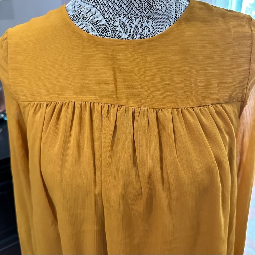 H&M Mustard Orange Long Sleeve Shift Dress Size 4 - Picture 2 of 16